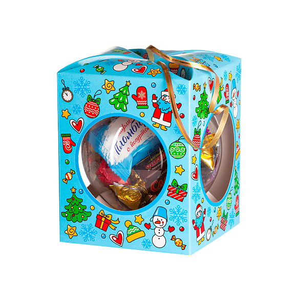 Сладкий новогодний подарок Елочный шарик Голубой (игрушка на елку)